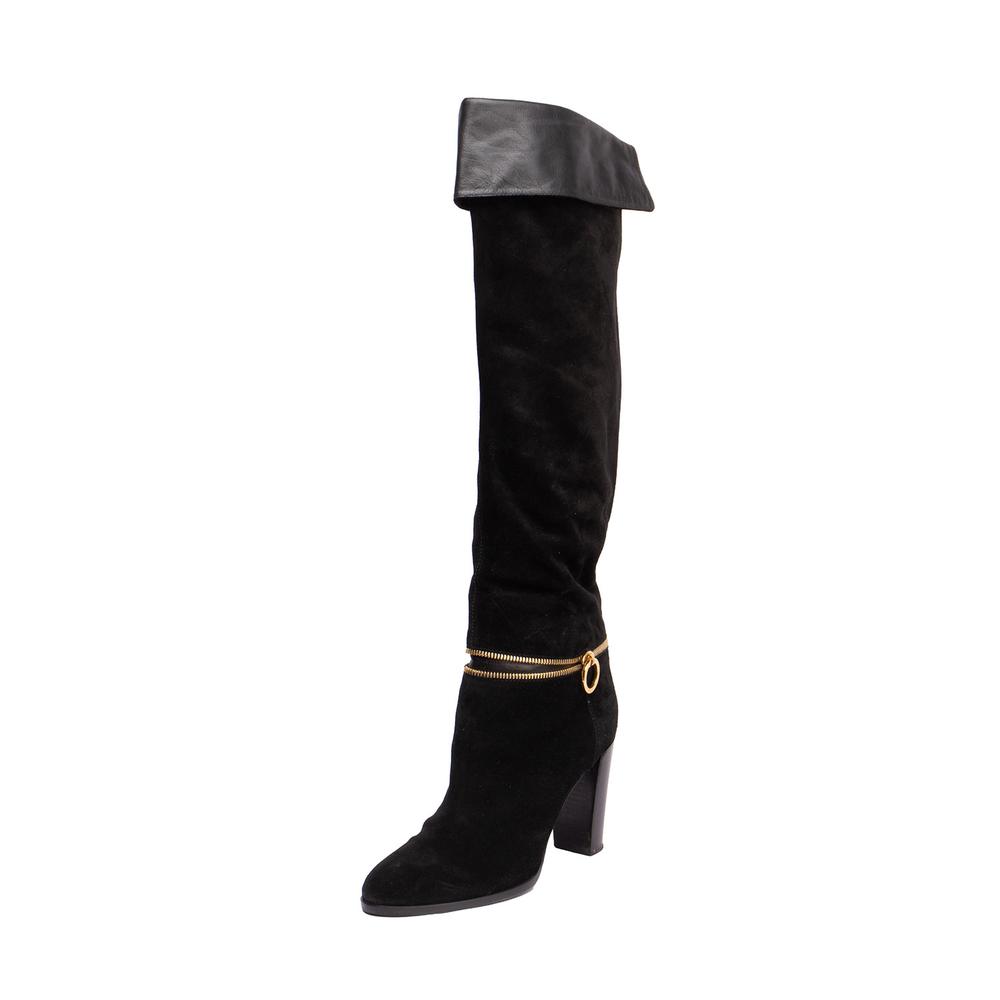 Sergio Rossi Size 38.5 Black Suede Boots