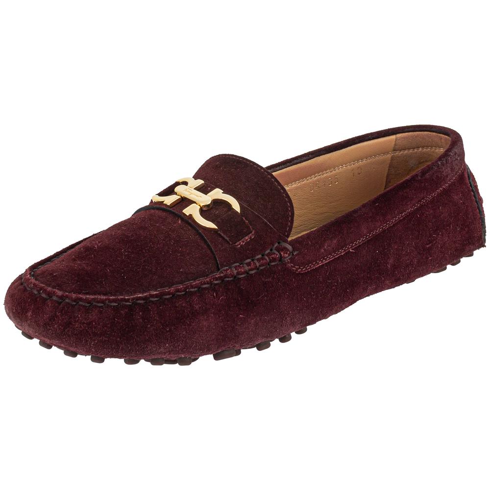 Salvatore Ferragamo Size 10 Purple Suede Loafers