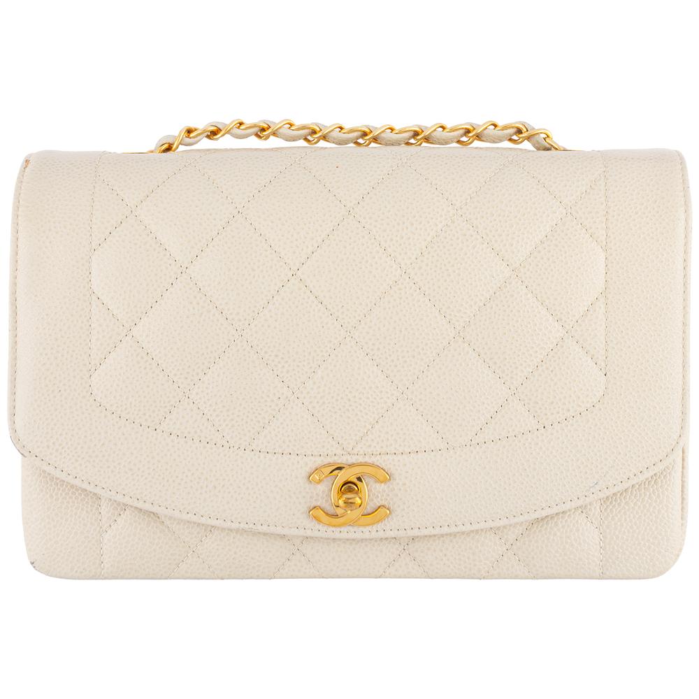 Chanel Cream Lunch Caviar Flap Handbag