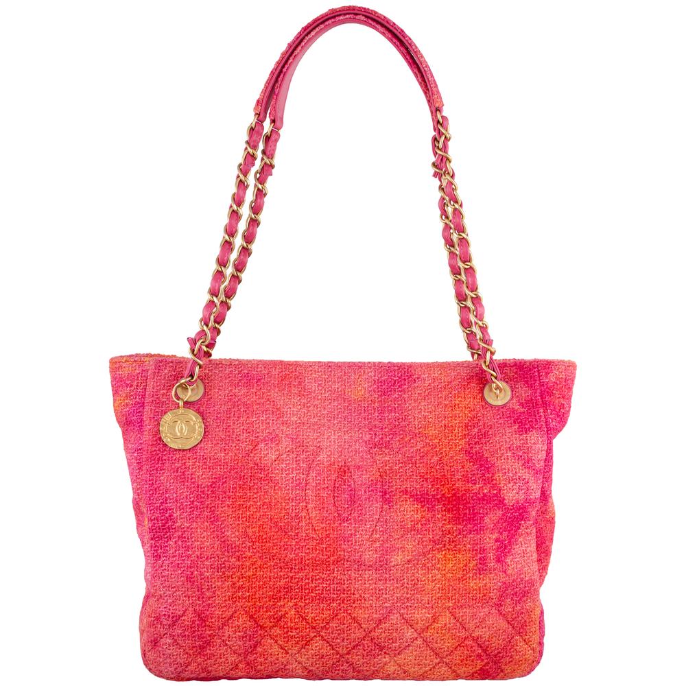 Chanel Large Pink Tweed Shopping Tote
