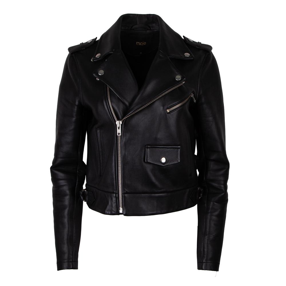 Maje Size 40 Black Leather Jacket