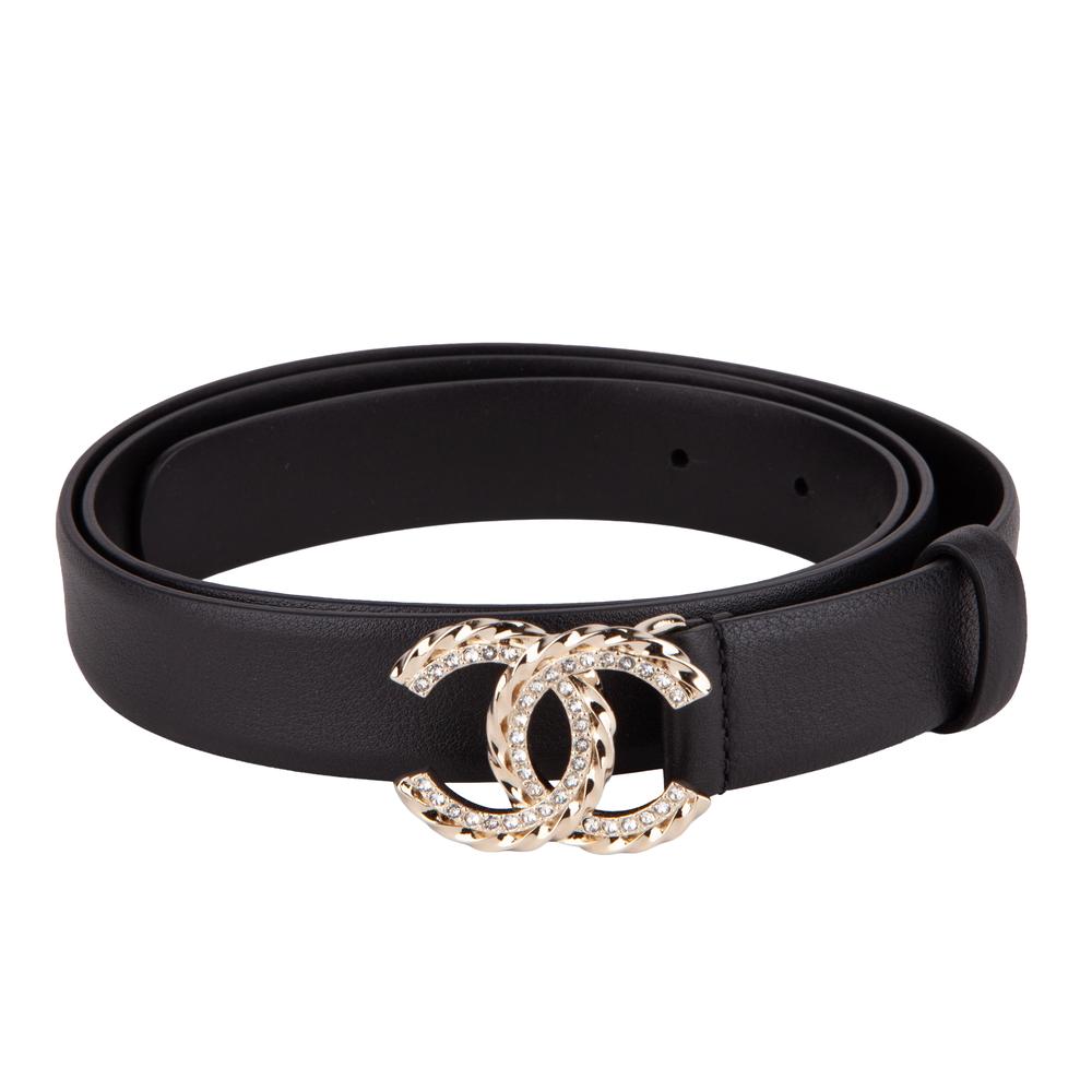 Chanel Size 38 Crystal Cc Logo Bel