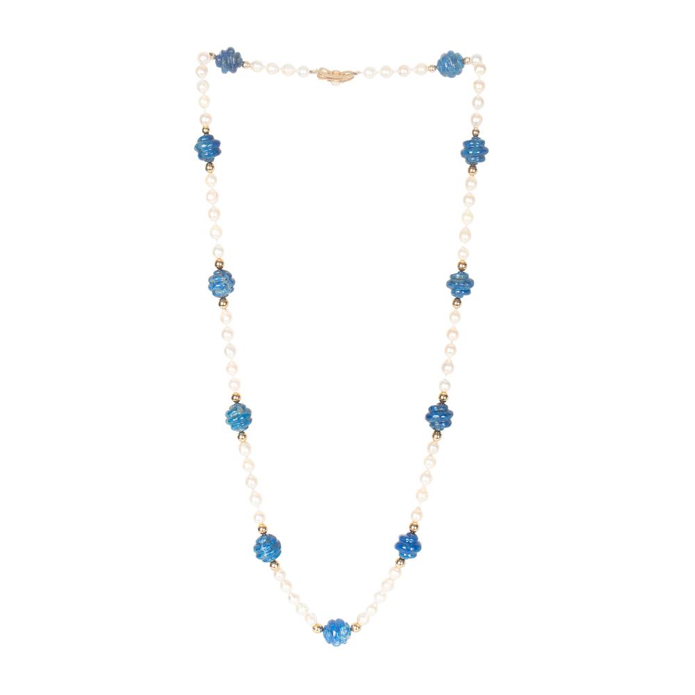 Lapis Station Pearl Necklace
