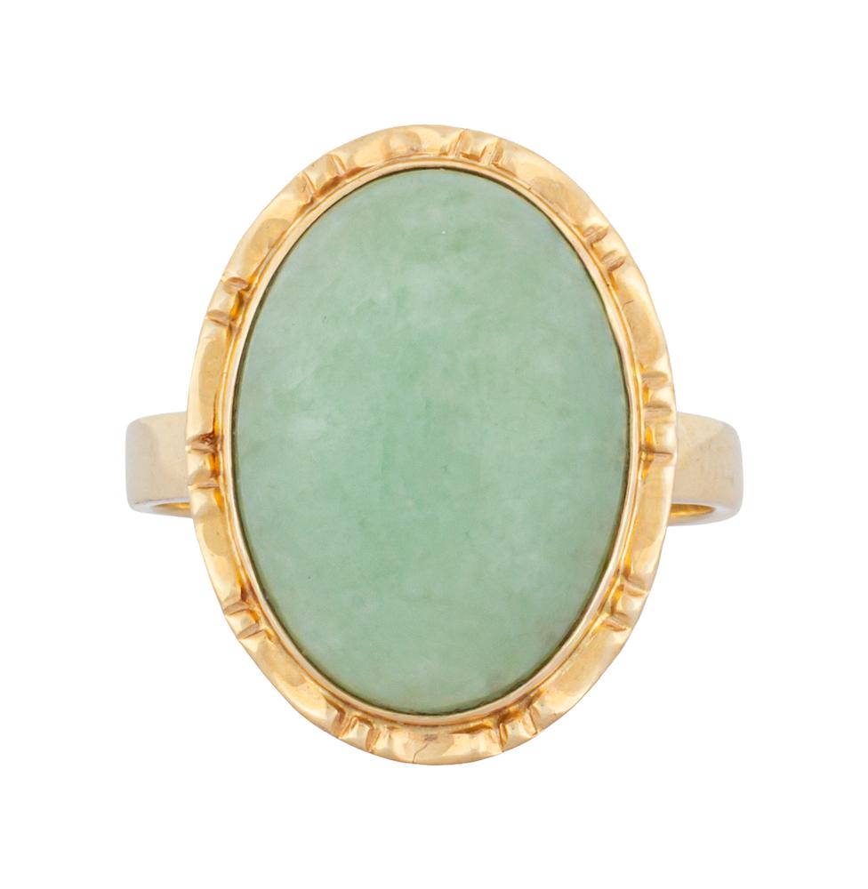 14k Gold Size 8.5 Jade Ring