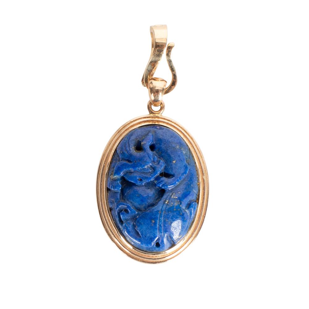 Carved Lapis Slider Pendant