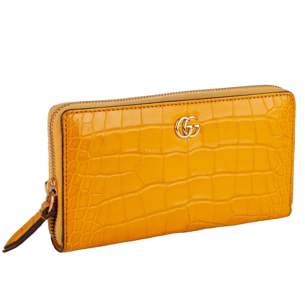 Gucci Yellow Crocodile Leather Wallet