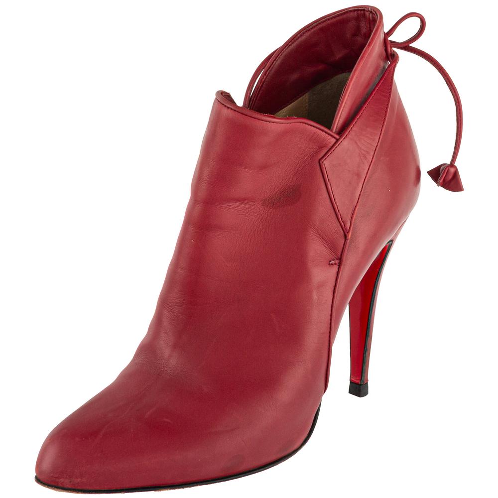 Christian Louboutin Size 39.5 Red Leather Booties