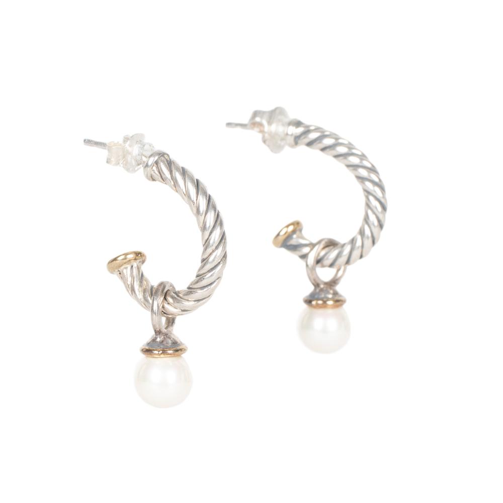 Cable Pearl Drop Earrings