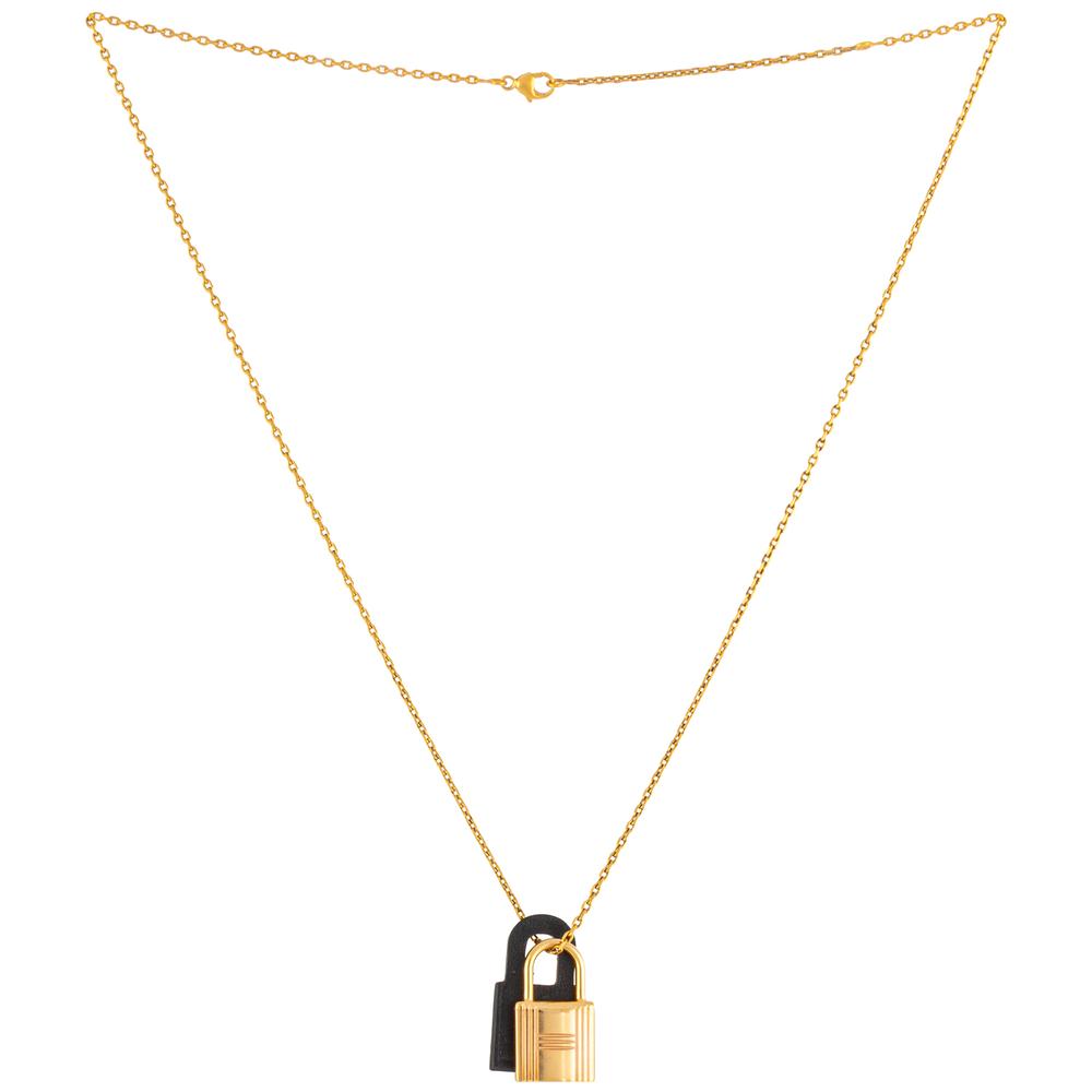 Hermes Gold Swift Mini Lock Necklace