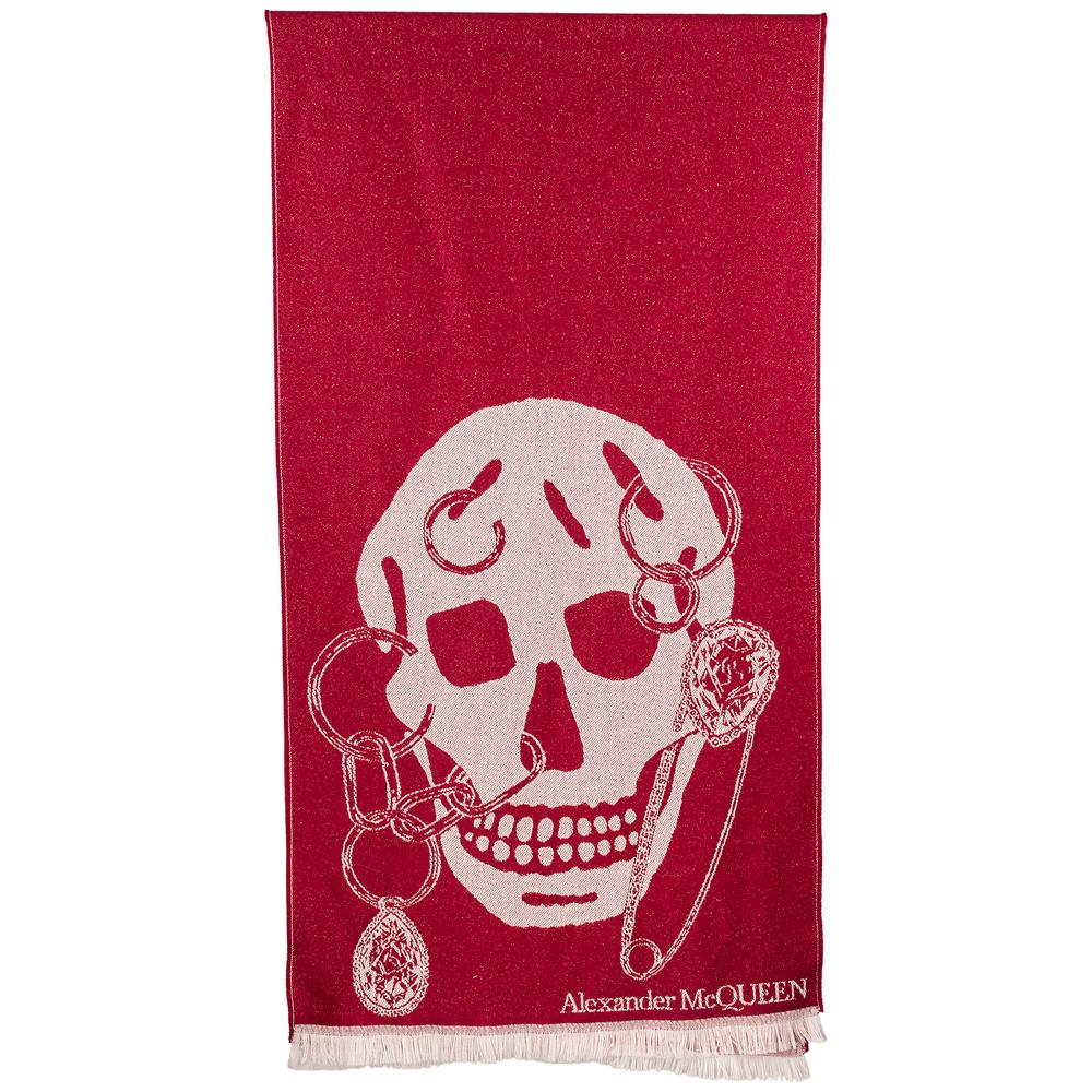 Alexander Mcqueen Burgundy Skull Scarf