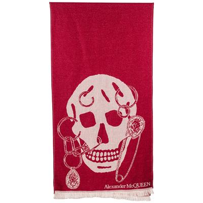 Alexander McQueen Burgundy Skull Scarf