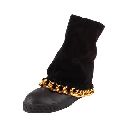 Casadei Size 38 Black Chain Detail Ankle Boots