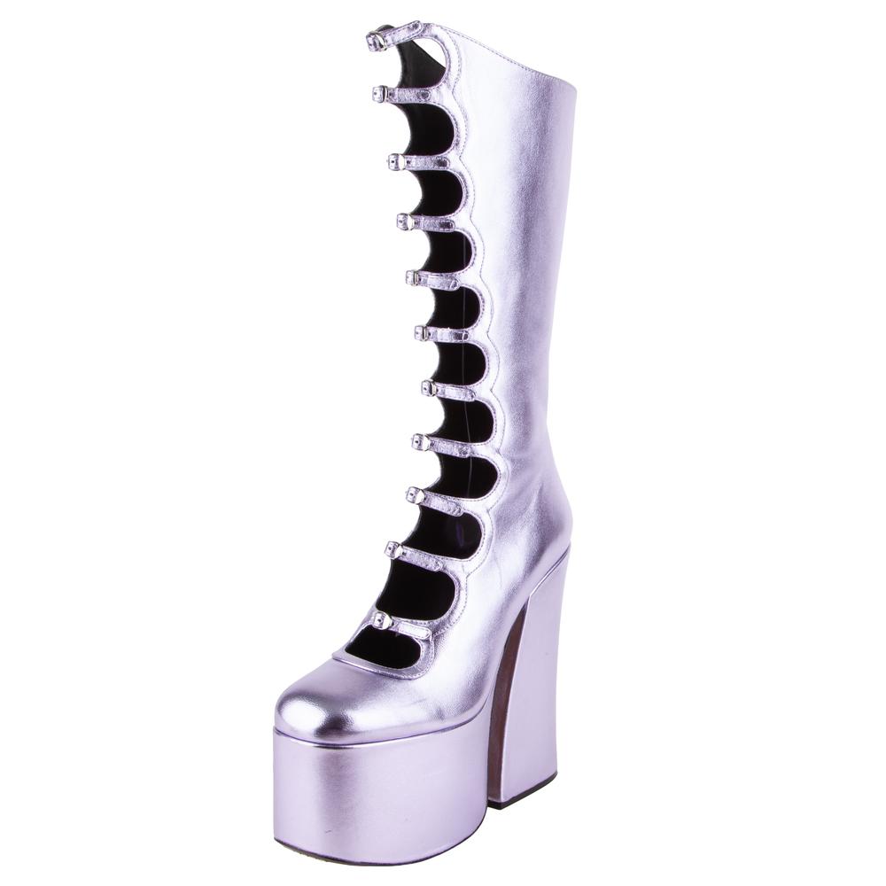 Marc Jacobs Size 37 Tall Metallic Purple Platform Kiki Boots