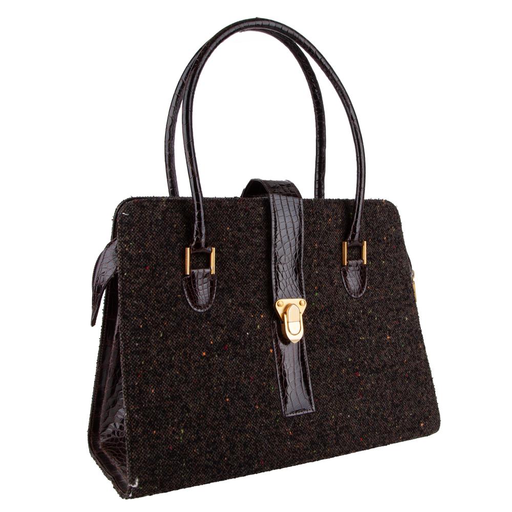 Manolo Blahnik Vintage Crocodile Embossed Trim Handbag