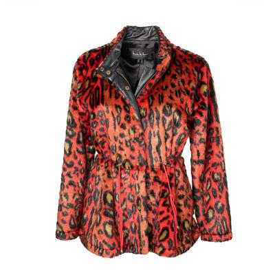 Nicole Miller Size 0 Red Leopard Coat