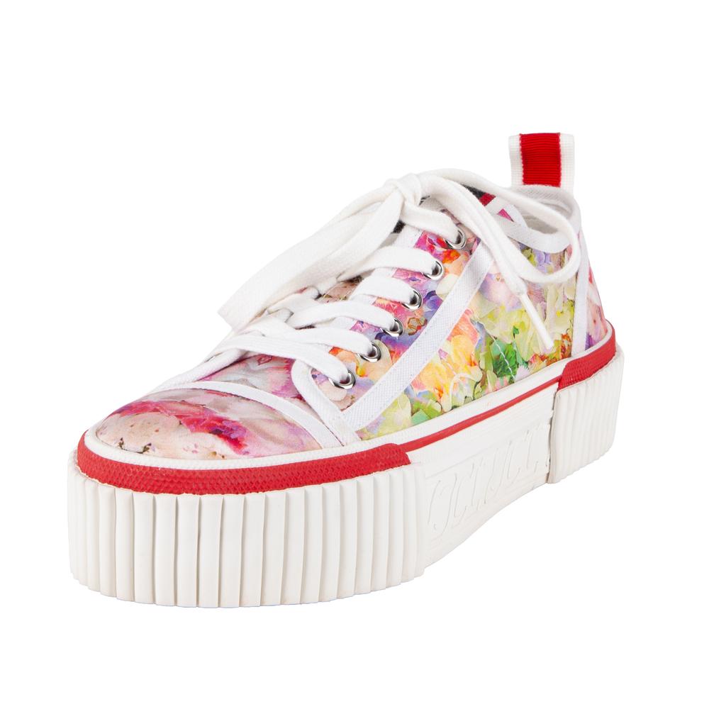 Christian Louboutin Size 39.5 Floral Pattern Platform Sneakers