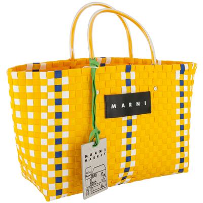 Marni Yellow Woven Straw Shopping Tote