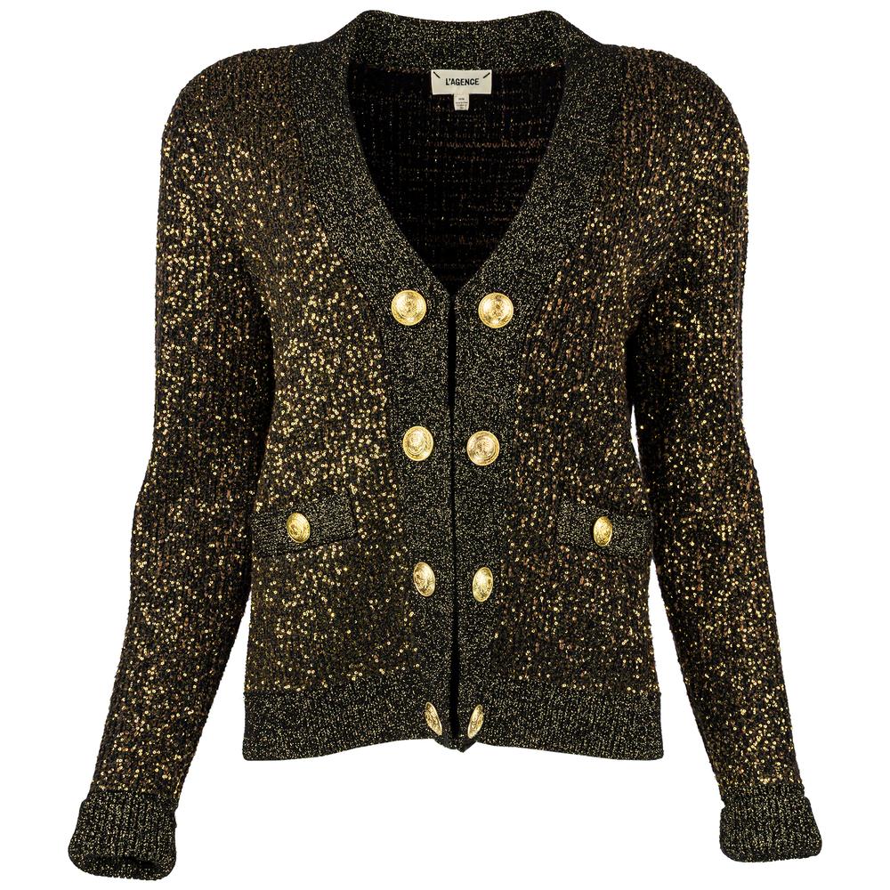 L ' Agence Size Med Black Sequin Sweater