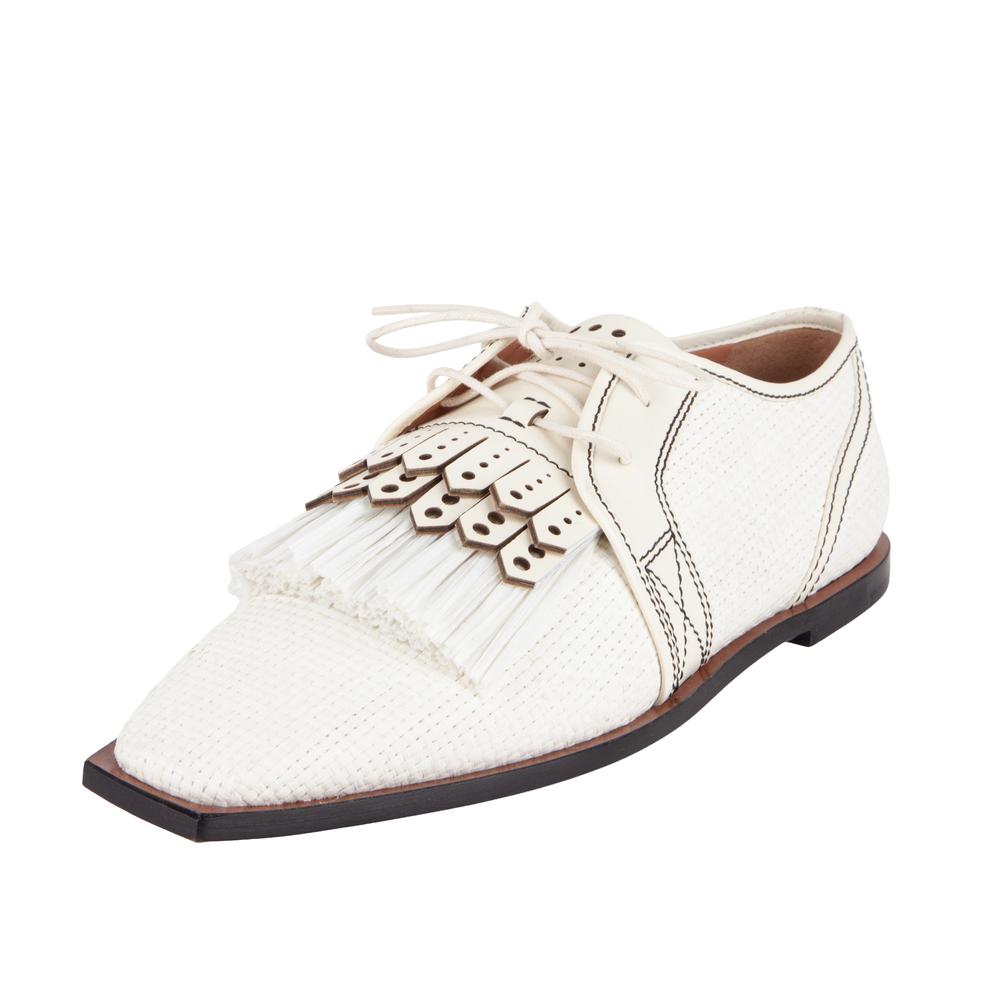 Zimmerman Size 37 Off- White Lace Up Gold Shoes
