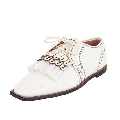Zimmerman Size 37 Off-White Lace Up Gold Shoes