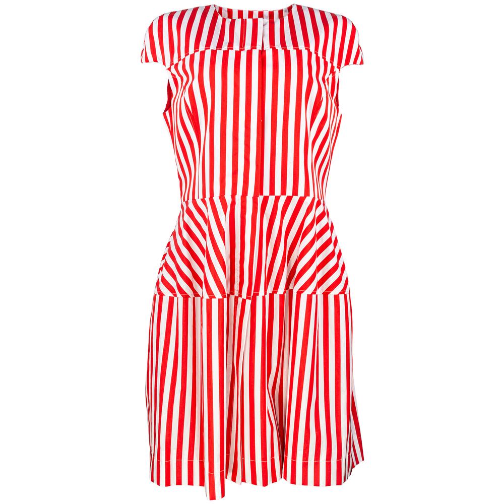 Oscar De La Renta Size 12 Red Striped Dress