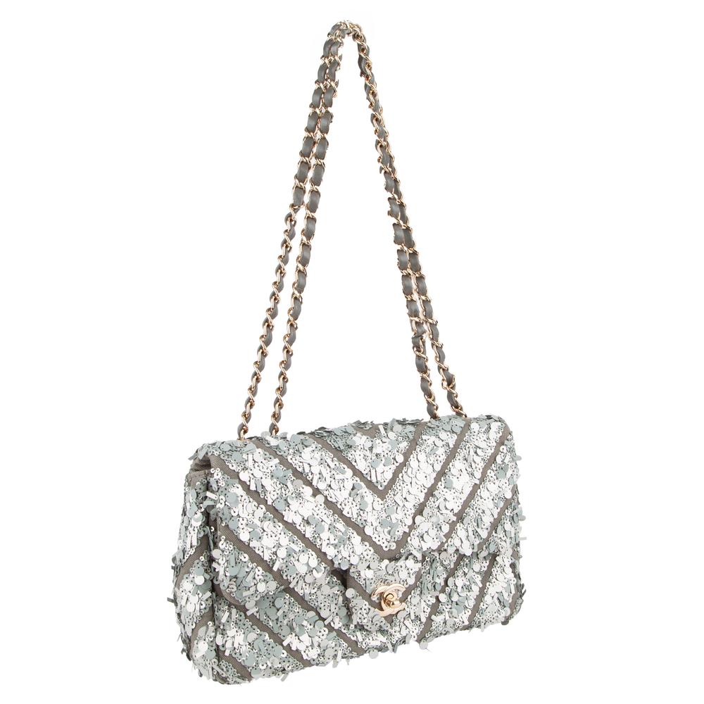 Chanel Chevron Sequin Flap Bag