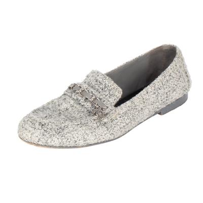 Chanel Interlocking CC Size 38 Tweed Loafers