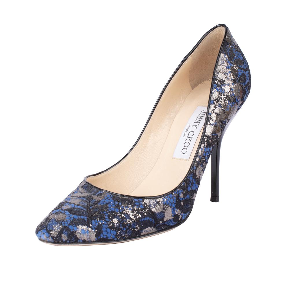 Jimmy Choo Size 38 Blue Lace Pump