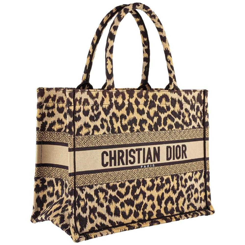 Christian Dior Brown Leopard Jacquard Handbag