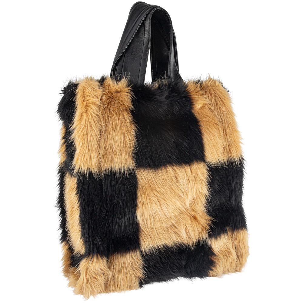 Stand Studio Faux- Fur Checker Tote Bag