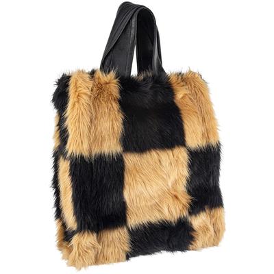 Stand Studio Faux-Fur Checker Tote Bag