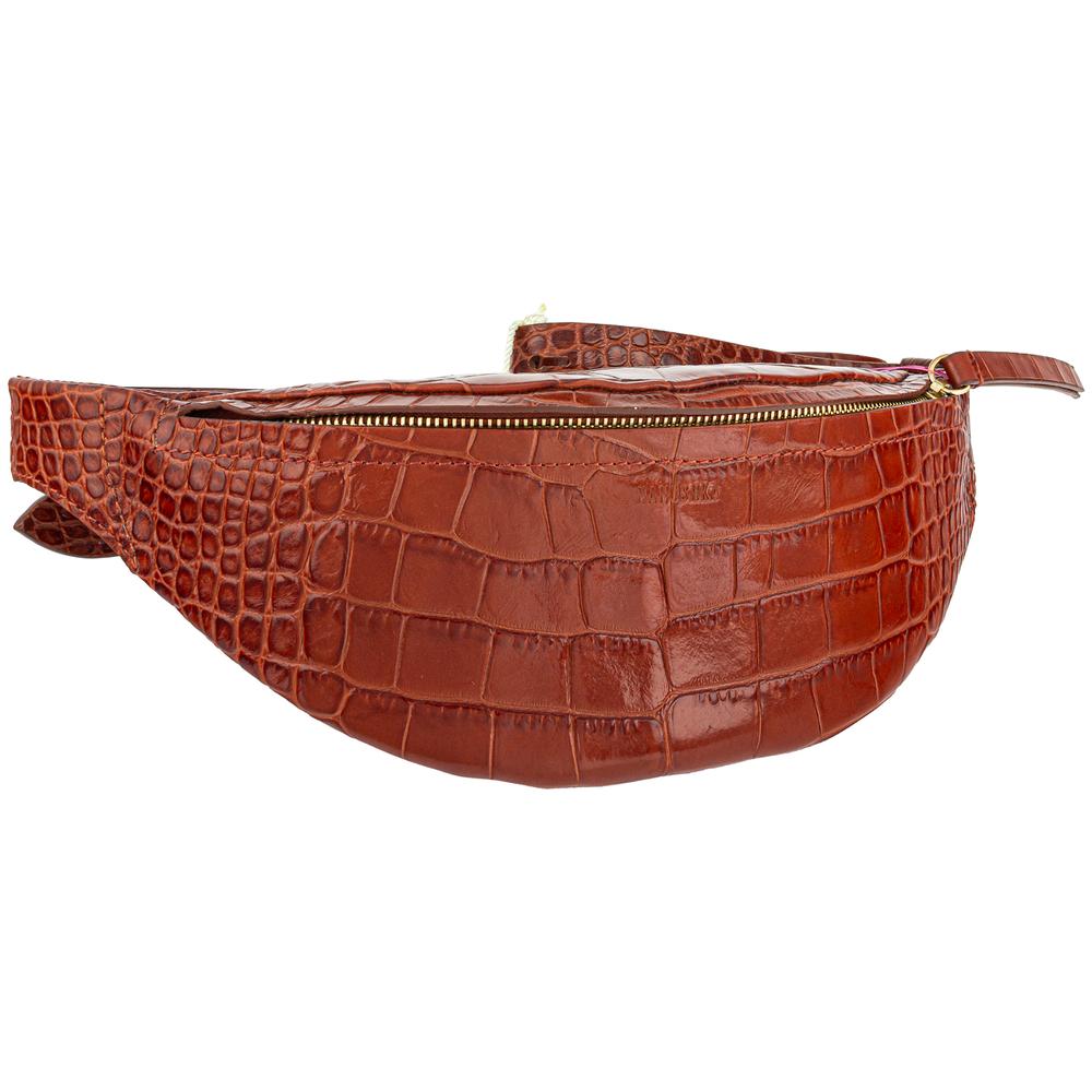 Nanushka Brown Croc Embossed Belt Bag