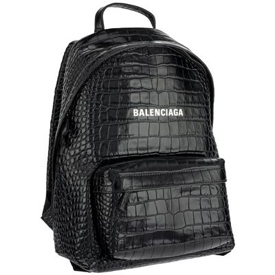 Balenciaga Black Croc Embossed Backpack