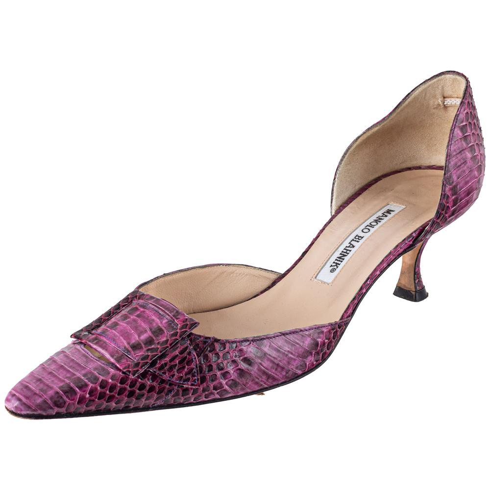 Manolo Blahnik Size 39.5 Purple Python Heels