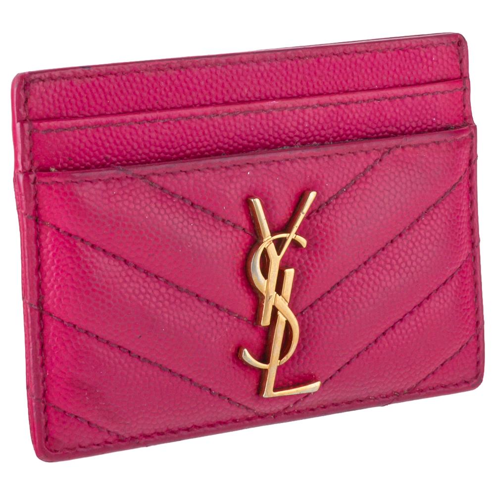 Saint Laurent Pink Leather Card Holder