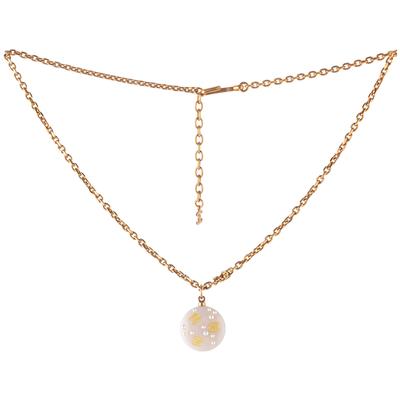 Chanel Vintage 24K Gold Plated Pink CC Pendant Necklace