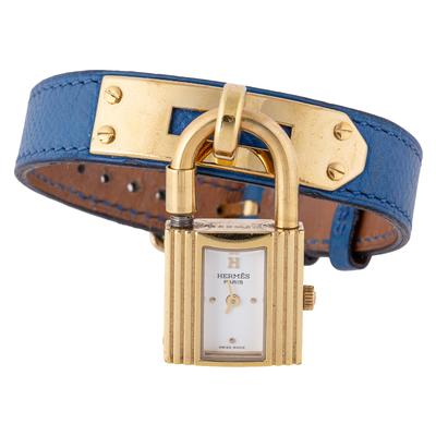Hermes Blue Leather Kelly Padlock Watch