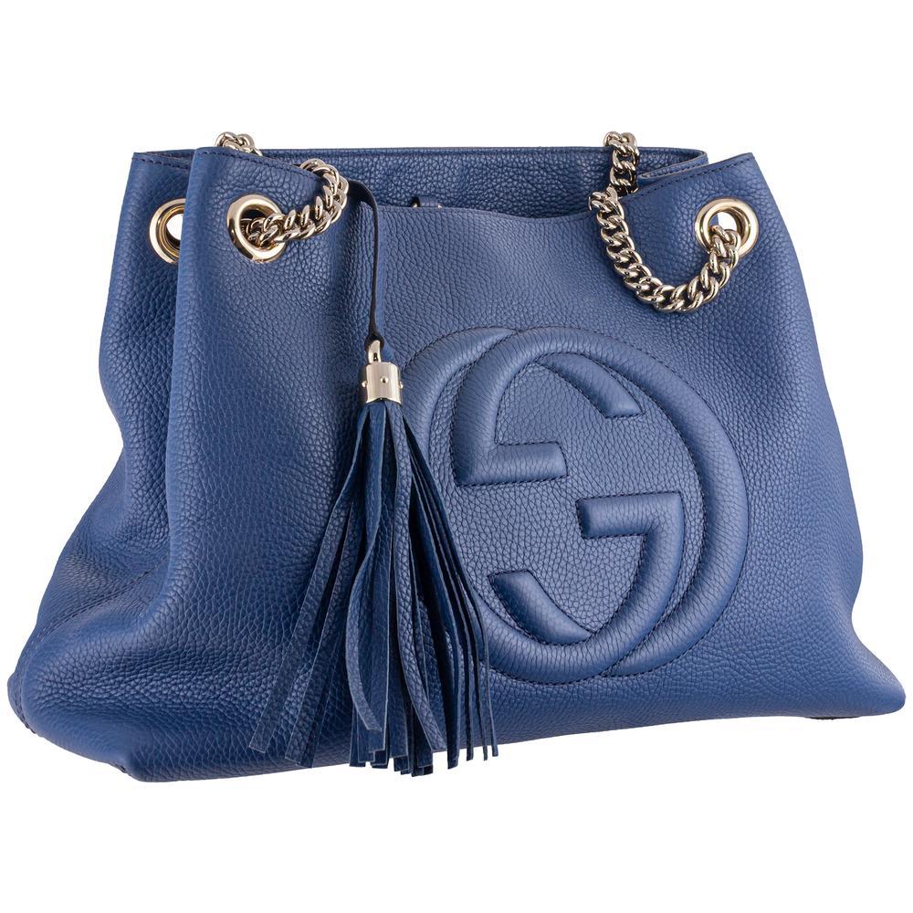 Gucci Blue Leather Gg Handbag