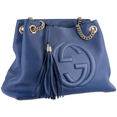  Gucci Blue Leather GG Handbag
