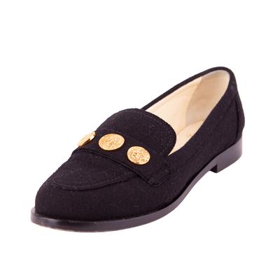 Chanel Size 40.5 Black Wool Loafers