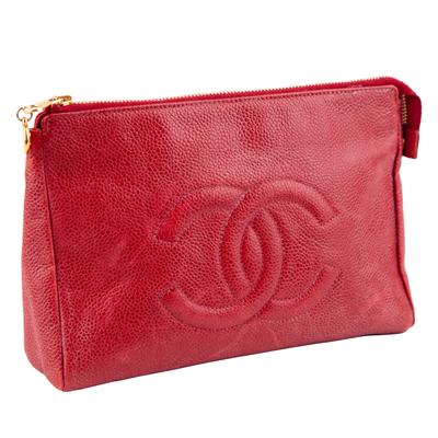 Chanel Red Leather Clutch