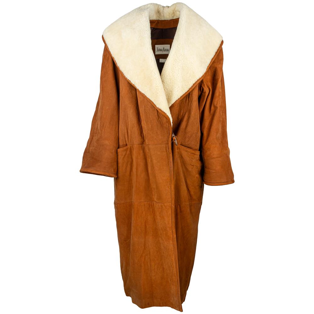 Neiman Marcus One Size Brown Leather Coat