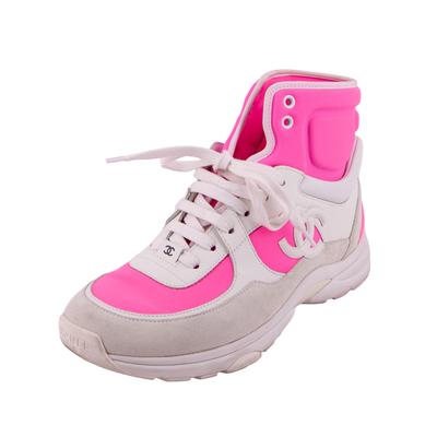 Chanel Size 39.5 Pink High-Top Sneakers
