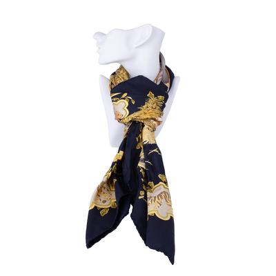 Salvatore Ferragamo Navy Silk Scarf