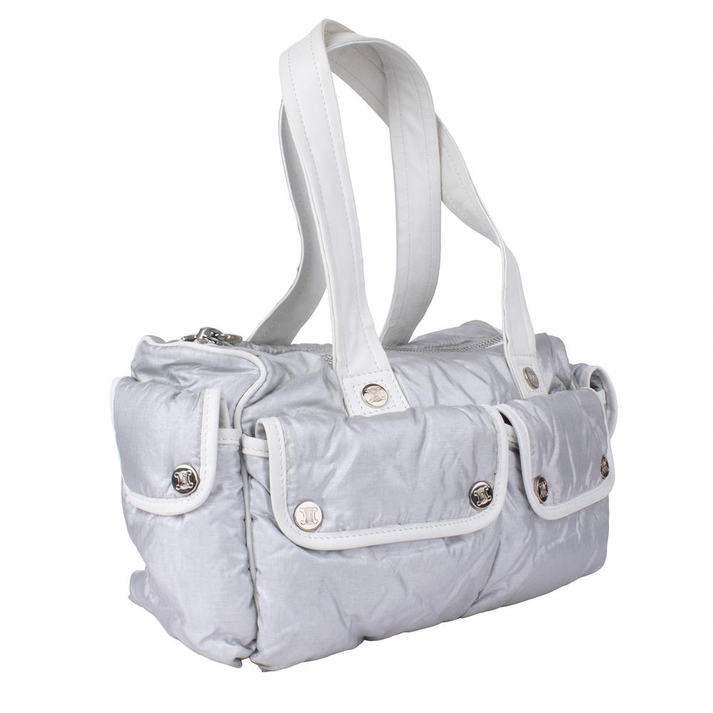 Celine Vintage Silver Nylon Handbag