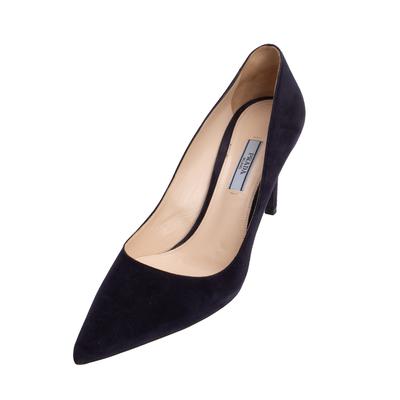 Prada Size 39 Navy Suede Heels