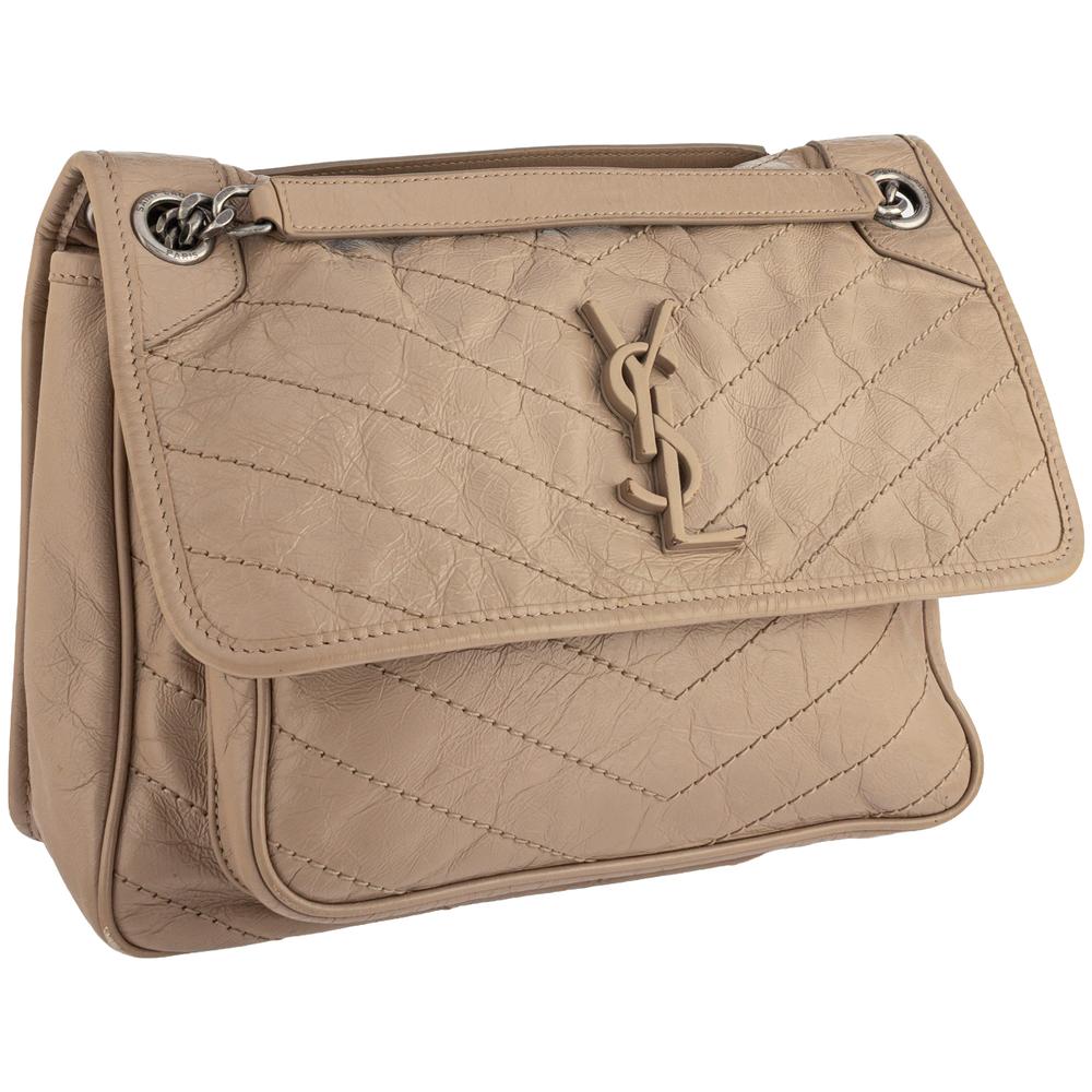 Saint Laurent Size Med Nude Chevron Niki Handbag