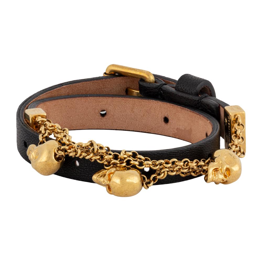 Alexander Mcqueen Skull Chain Leather Bracelet