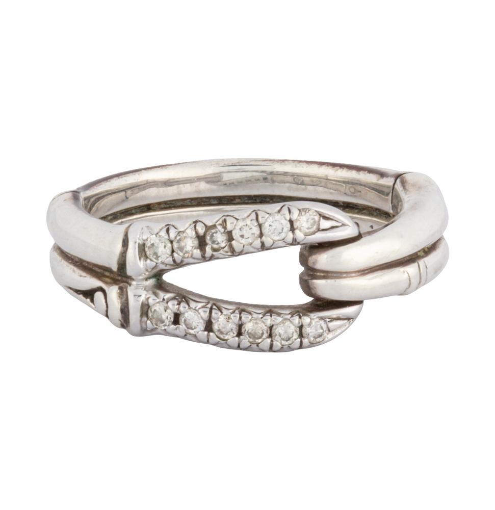John Hardy Size 7 Sterling Silver Diamond Ring