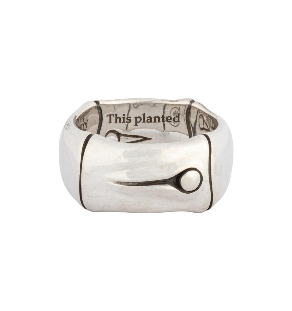 John Hardy Size 7 Sterling Silver Planted Bamboo Ring